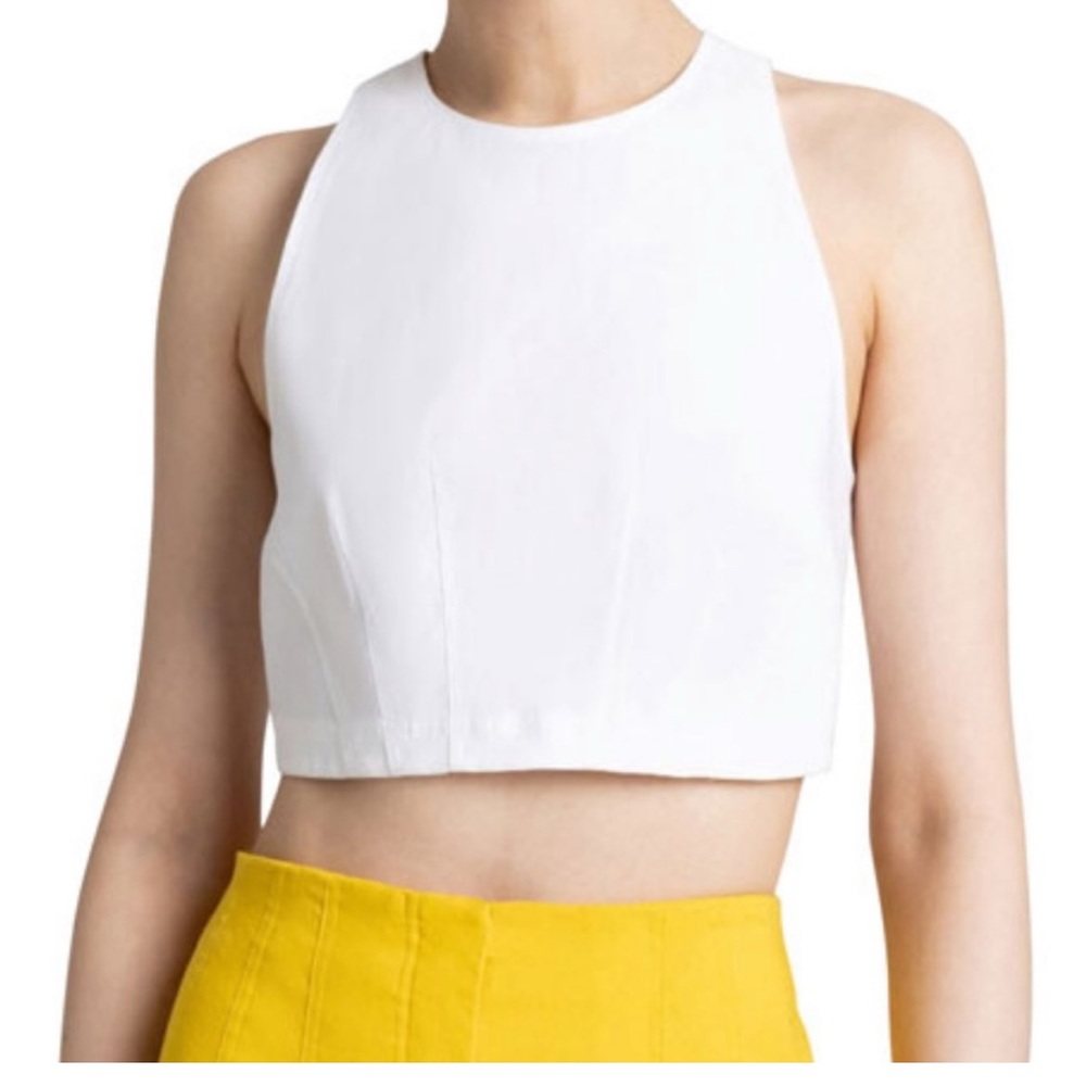A.L.C. White Linen Blend Crop Top Size 2